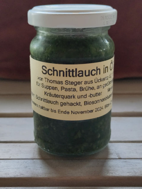 Schnittlauch gehackt in Öl und Salz Glas 100g 3 Stück